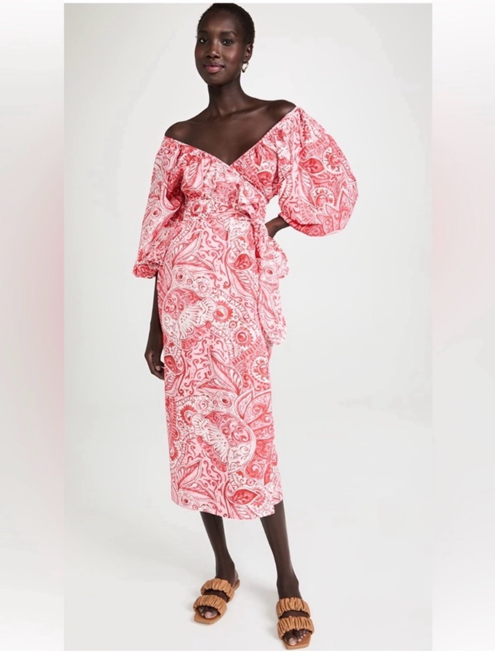 Nwot Mara Hoffman red paisley wrap dress sz M